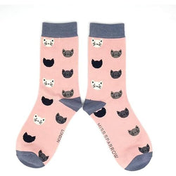 Kitty Faces Socks UK 4-7 PINK