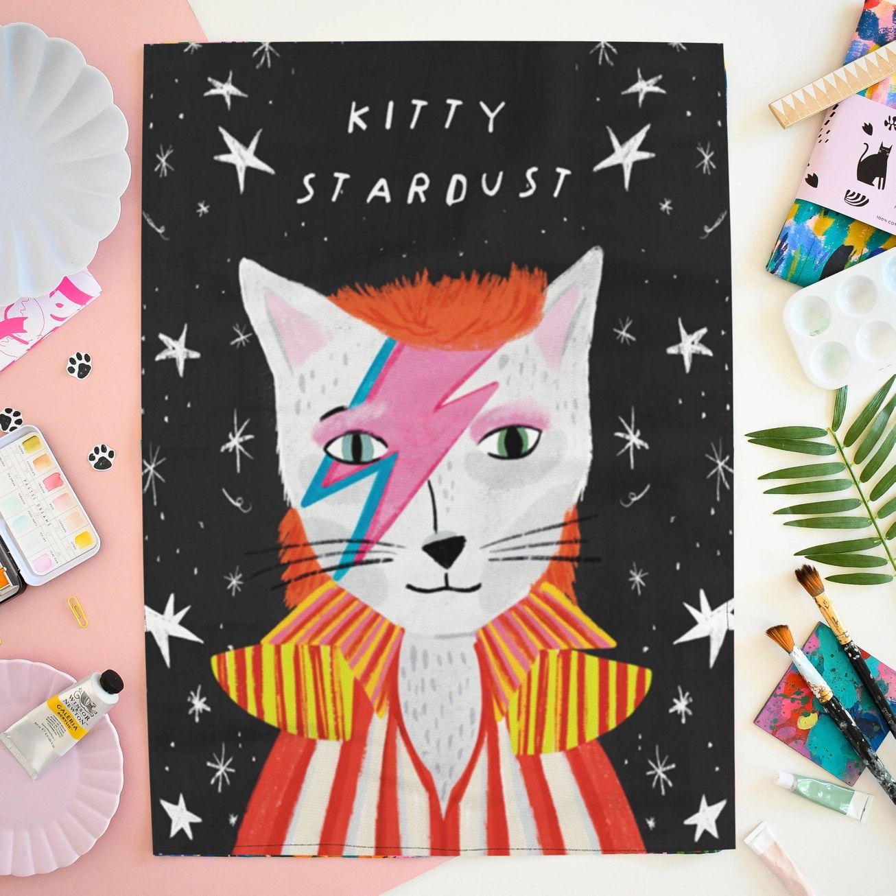 Kitty Stardust Cat Tea Towel