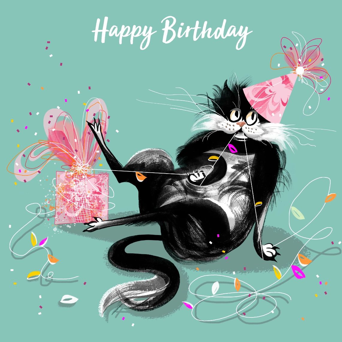 Cat Wrap Paw Behaviour Birthday Card