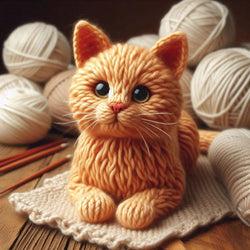 Knitted Ginger Cat Card
