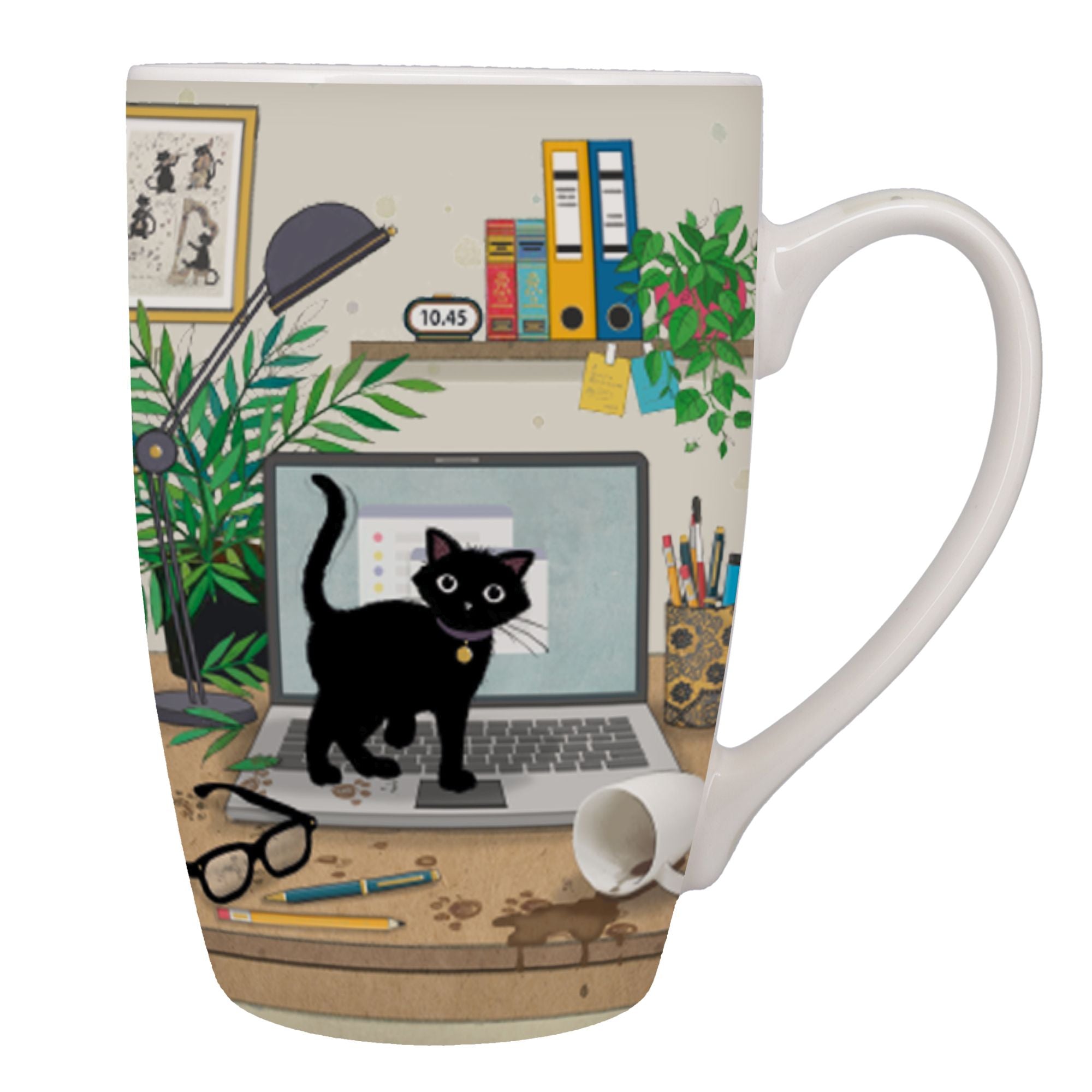 Laptop Kitty Tall Black Cat Mug