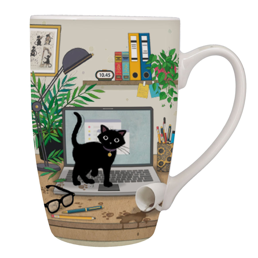 Laptop Kitty Tall Black Cat Mug