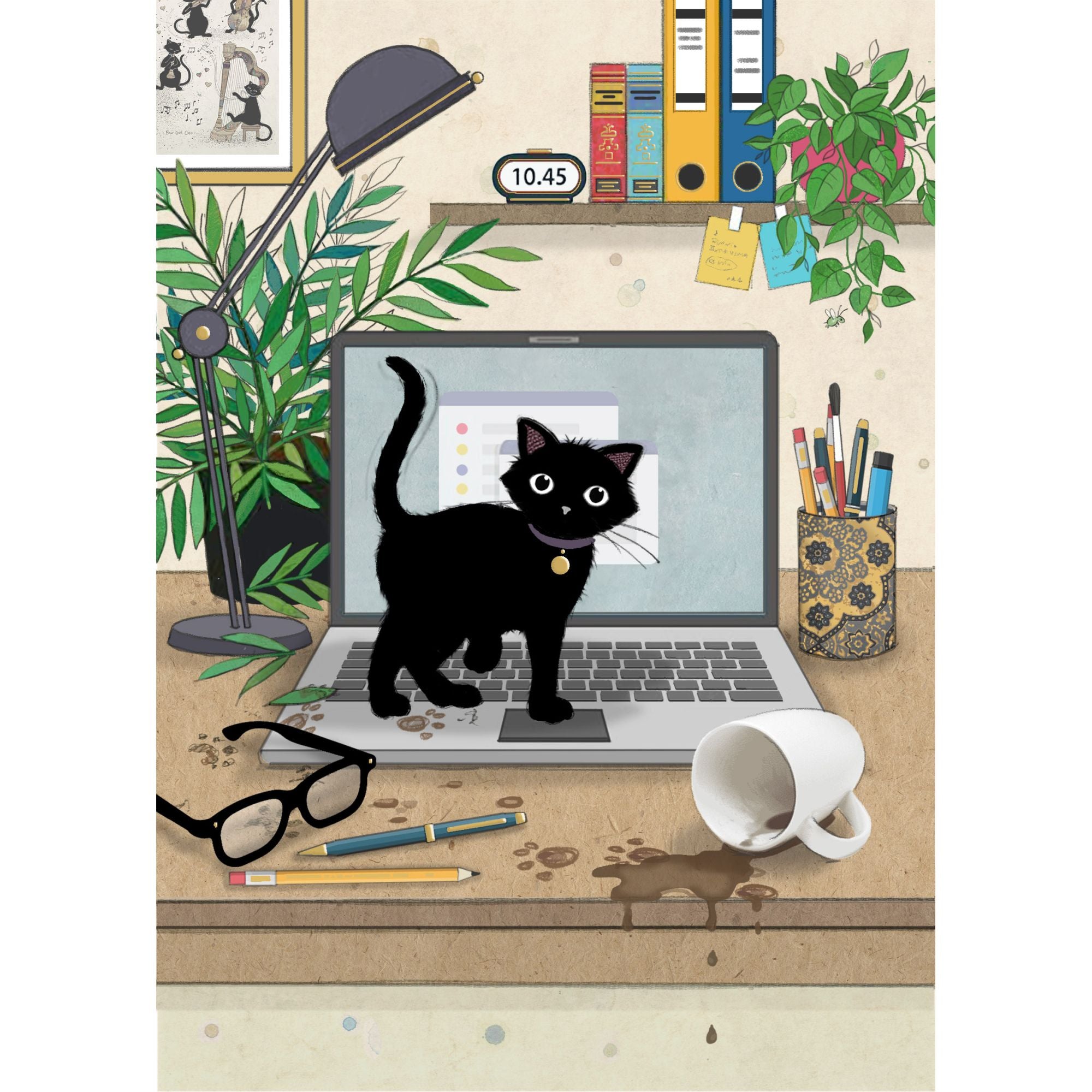 Laptop Kitty Card by Bug Art