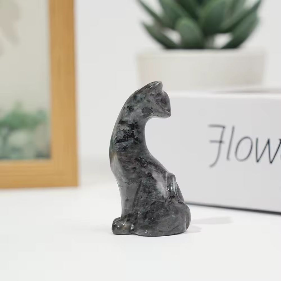 Larvikite Gemstone Stylised Cat