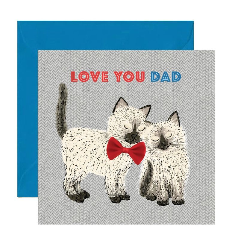 Love You Dad Cat Ribbon Card
