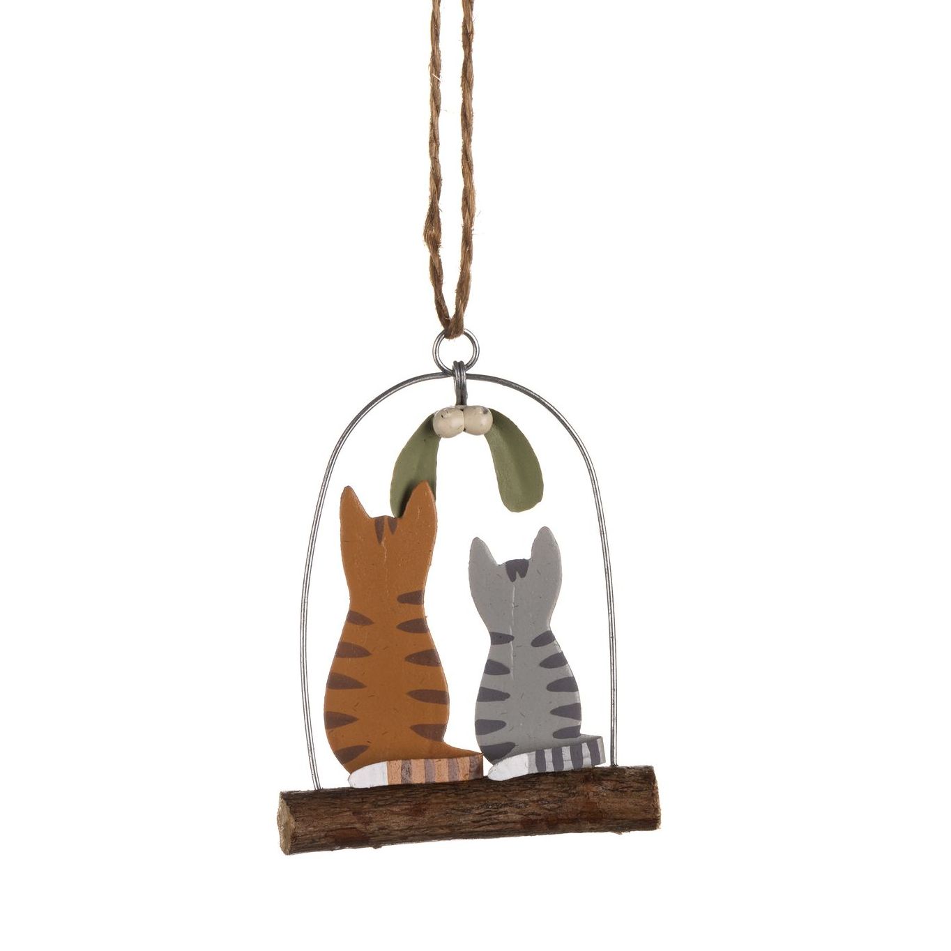 Loving Kitties Under the Mistletoe Hanging Decoration