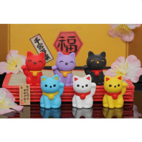 Lucky Cat Eraser, 6 pack