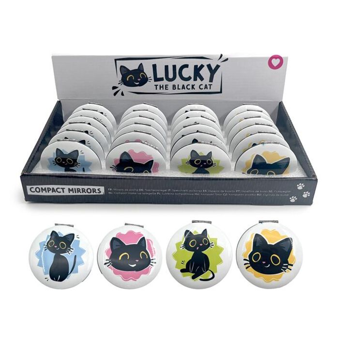 Lucky the Black Cat Compact Mirror JAN26