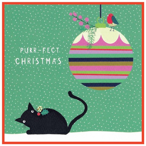 Purr-fect Christmas Bauble Christmas Card