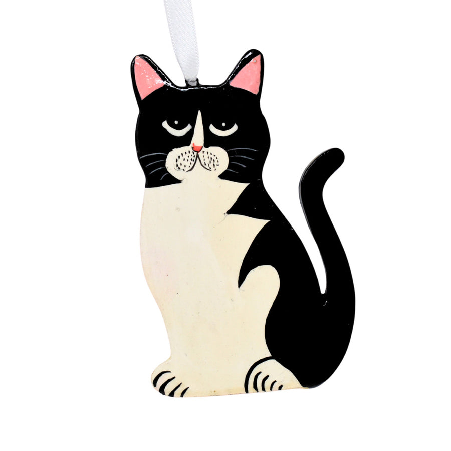 Painted Cat Wooden Hanging Decoration