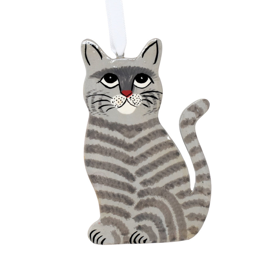 Painted Cat Wooden Hanging Decoration