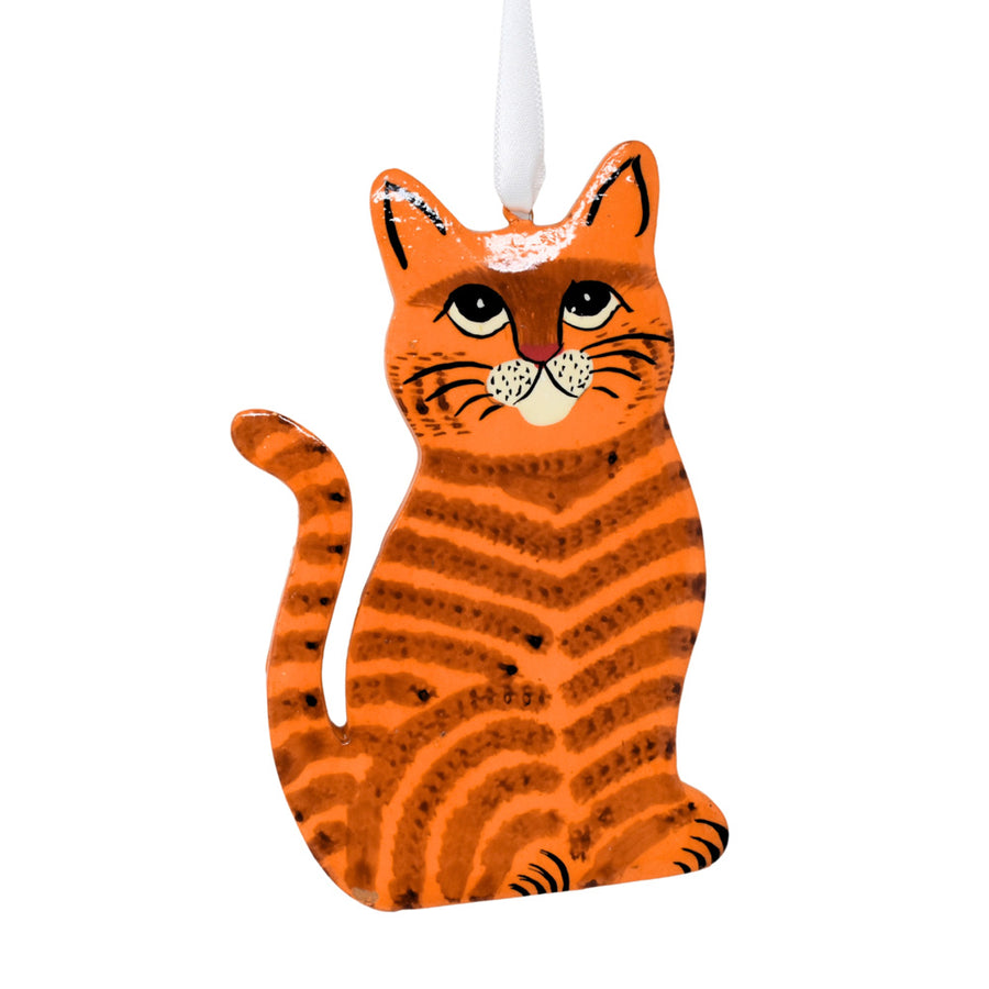 Painted Cat Wooden Hanging Decoration