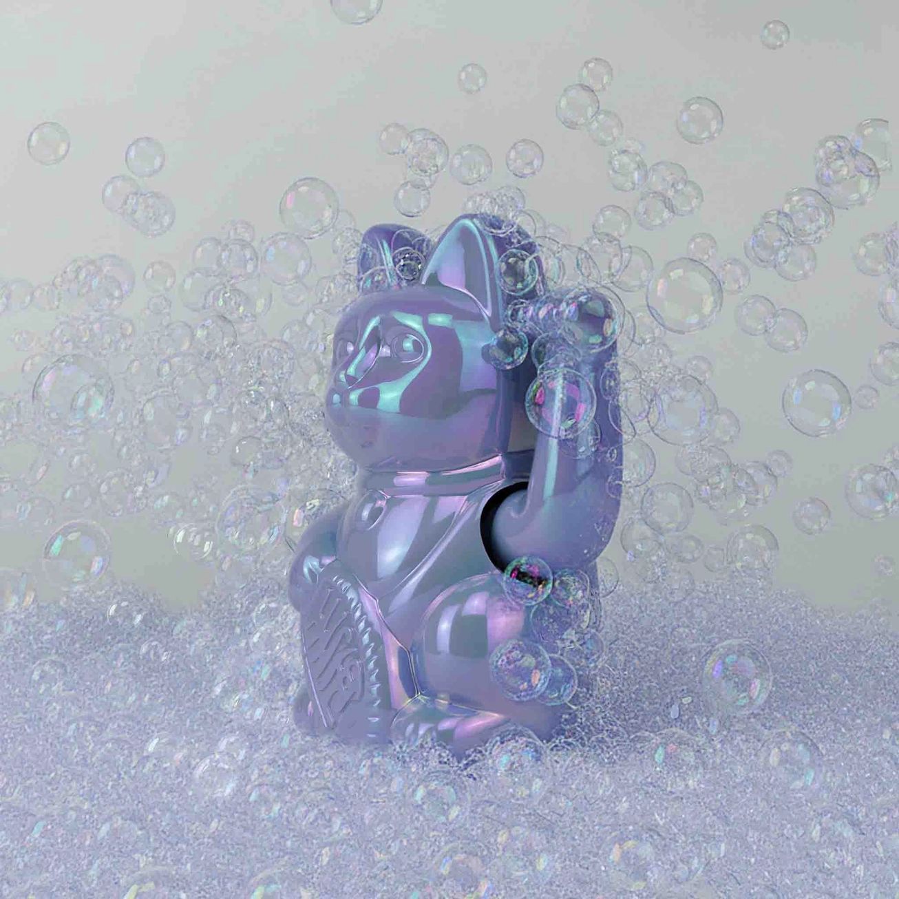 Mini Maneki Neko by Donkey, Bubble Blue
