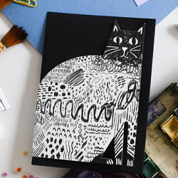 Mark Making Cat Die Cut Card