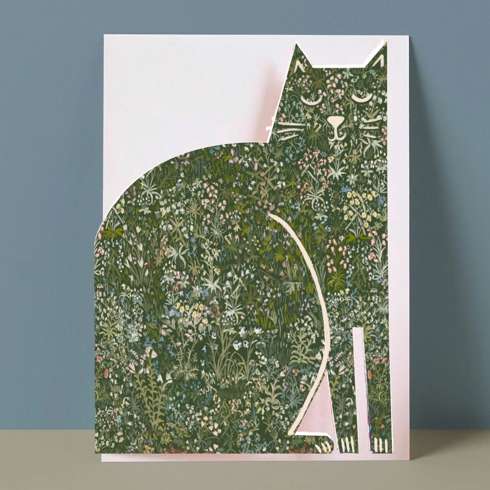 Medieval Tapestry Cat Shaped Card