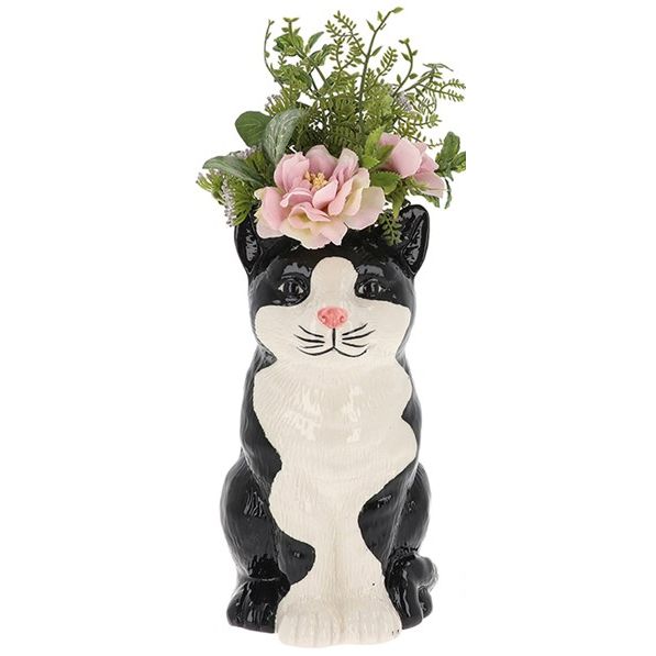 Small Black & White Cat Vase