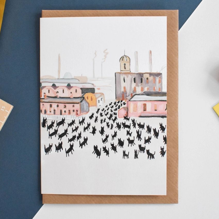 Meowry Matchstick Cats Card – The Cat Gallery