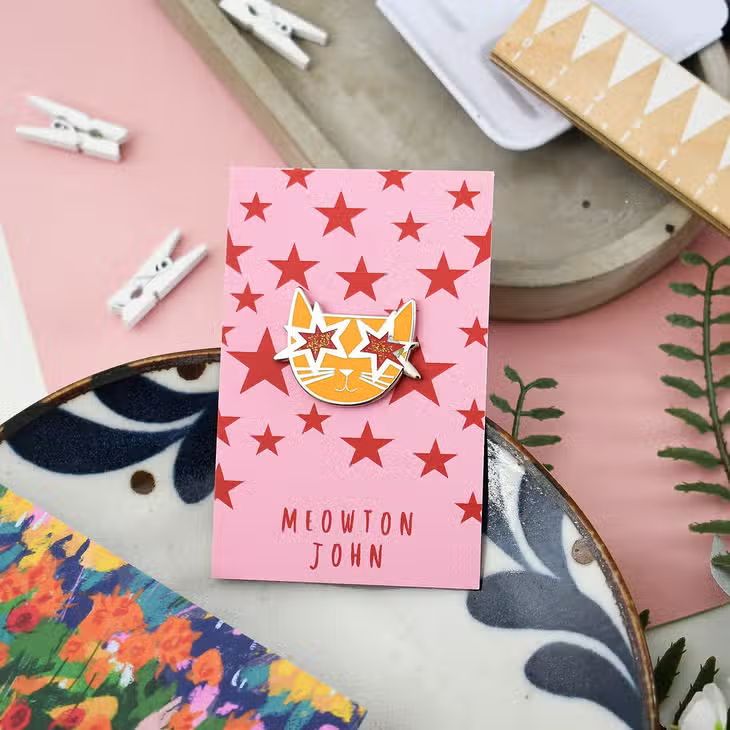 Meowton John Cat Musician Pin