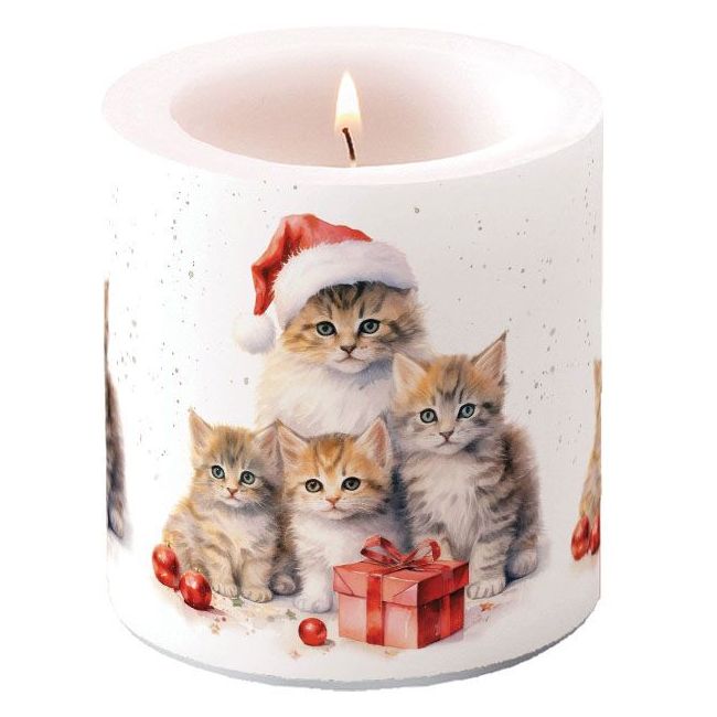 Meowy Christmas Pillar Candle