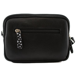 Midnight Cats Double Zip Leather Shoulder Bag