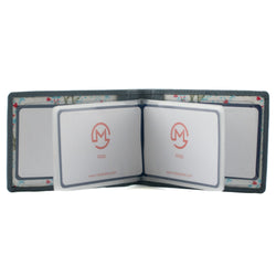 Inside of an ID card holder featuring Mala leather logo
