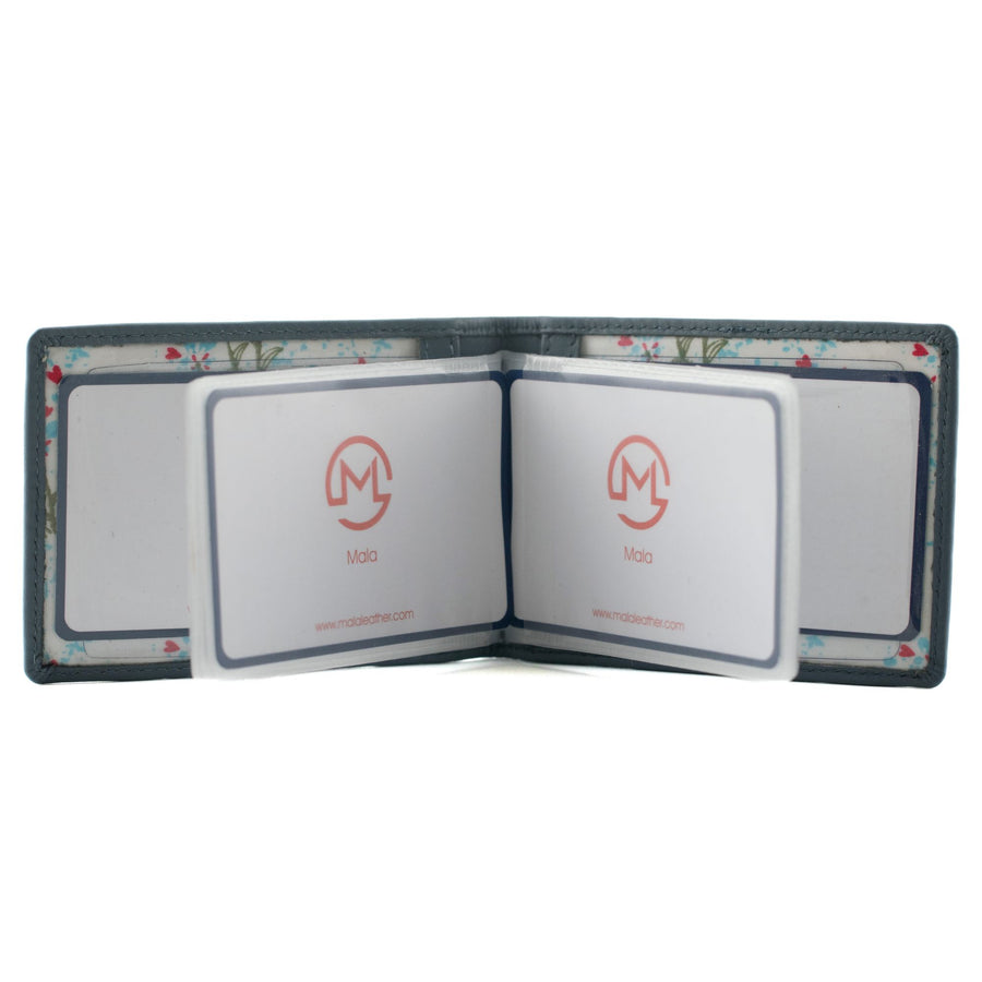 Inside of an ID card holder featuring Mala leather logo