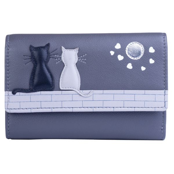 Midnight Cats Tri-fold Leather purse