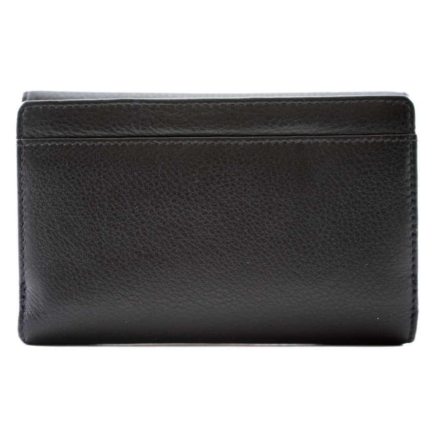 Black leather wallet on a white background