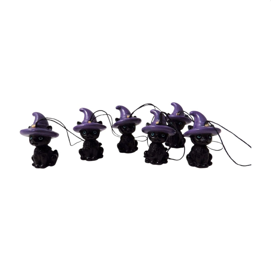Set of 6 Black Cat Tree Decorations