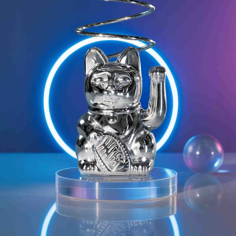 Mini Maneki Neko by Donkey, Shiny Silver