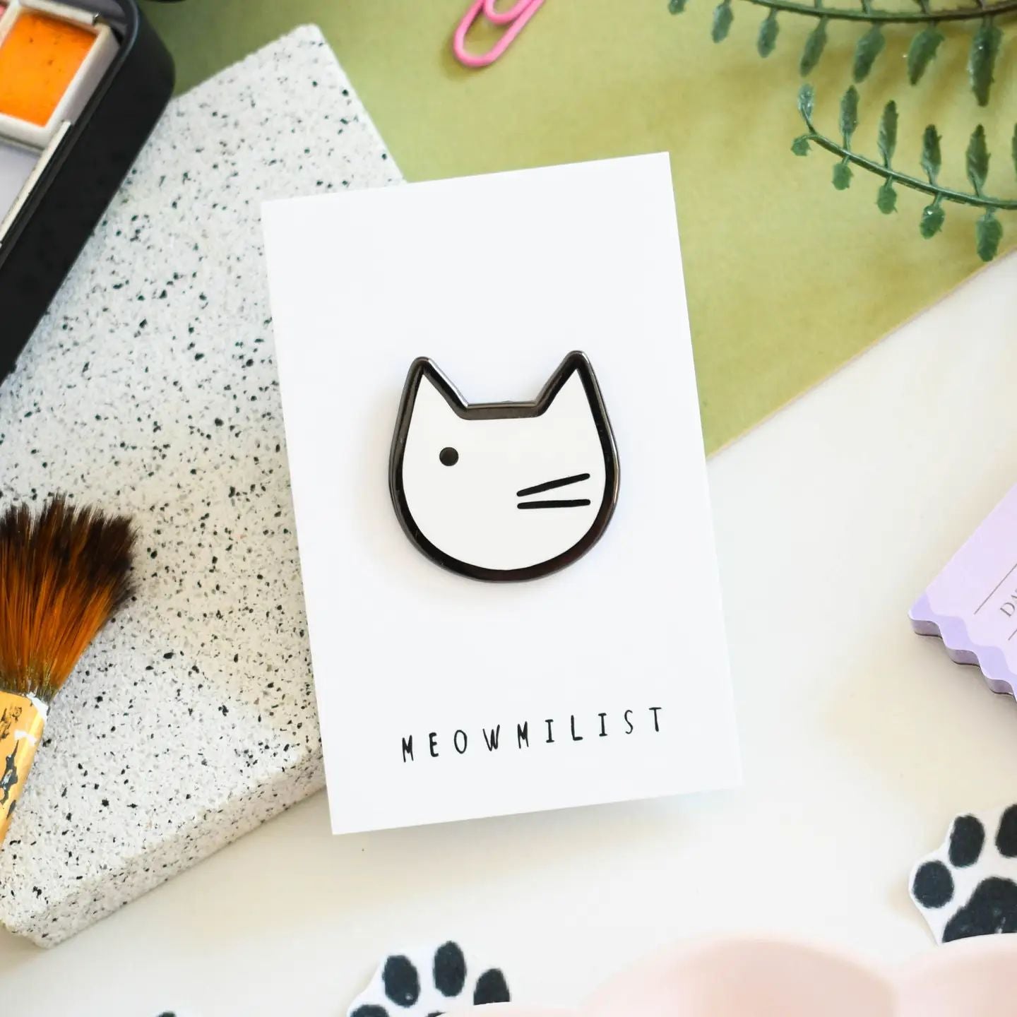 Minimalist Cat Art Meowment Pin