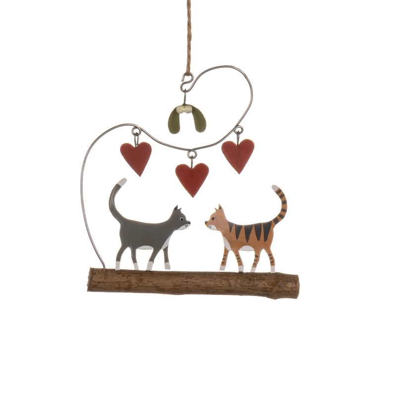 Cats under the Mistletoe Hanging Decoration