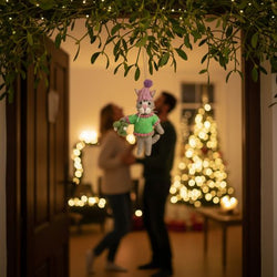 Handmade Felt Mistletoe Meows Christmas Cat Hanging Decoration