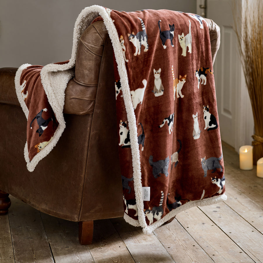 Supersoft Cats Printed Fleece Throw