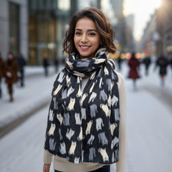 Monochrome Cats Winter Scarf