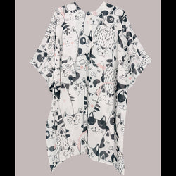 Monochrome Kitty Cats Kimono