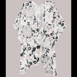 Monochrome Kitty Cats Kimono