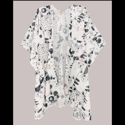 Monochrome Kitty Cats Kimono