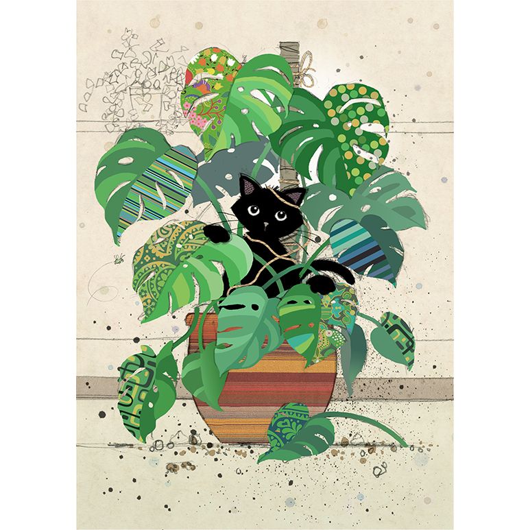 Monstera Kitty Card by Bug Art