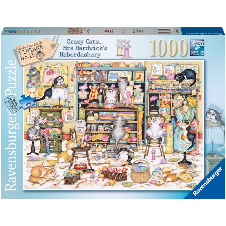 Crazy Cats Mrs Hardwicks Haberdashery 1000 Piece Jigsaw