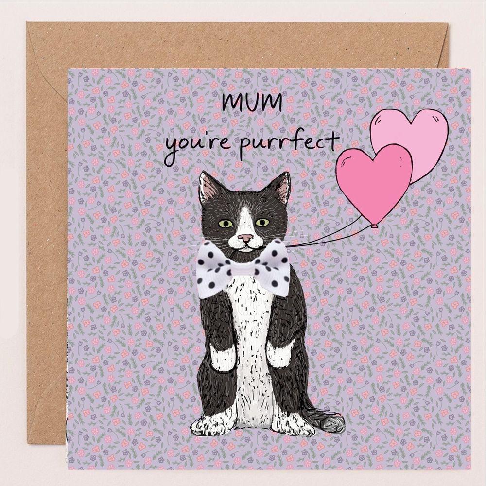 Mum You're Purrfect Mothers Day Ribbon Card