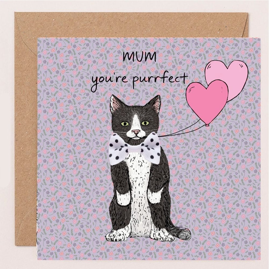 Mum You're Purrfect Mothers Day Ribbon Card