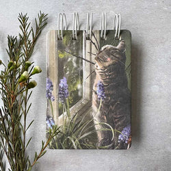 Muscari and Cat Small Spiral Notepad