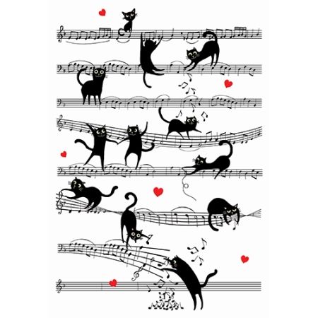Musical Cats Tea Towel, The Cat Gallery
