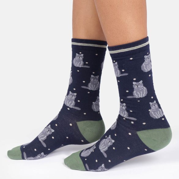 British Blue Cat Bamboo Socks, UK 7-11