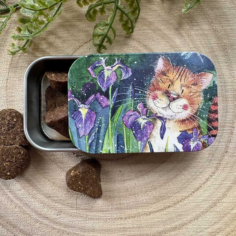 Cat and Irises Sliding Tin