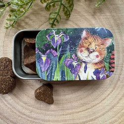 Cat and Irises Sliding Tin