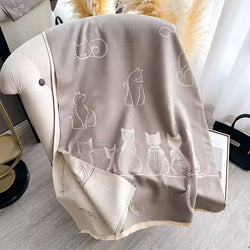 Outline Cats Reversible Warm Shawl
