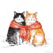Winter Friends Cat Napkins