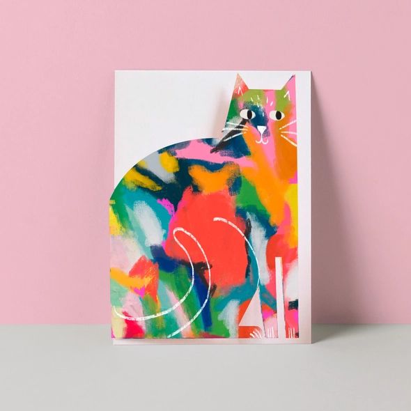 Paint Art Cats Cut Out Card